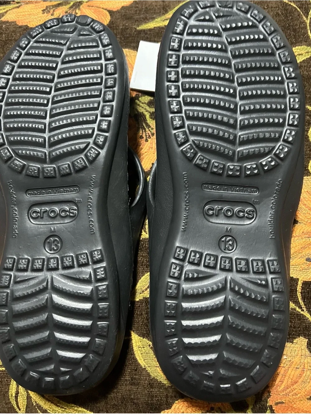 CROCS Men’s Black and Light Gray Flip Flops
